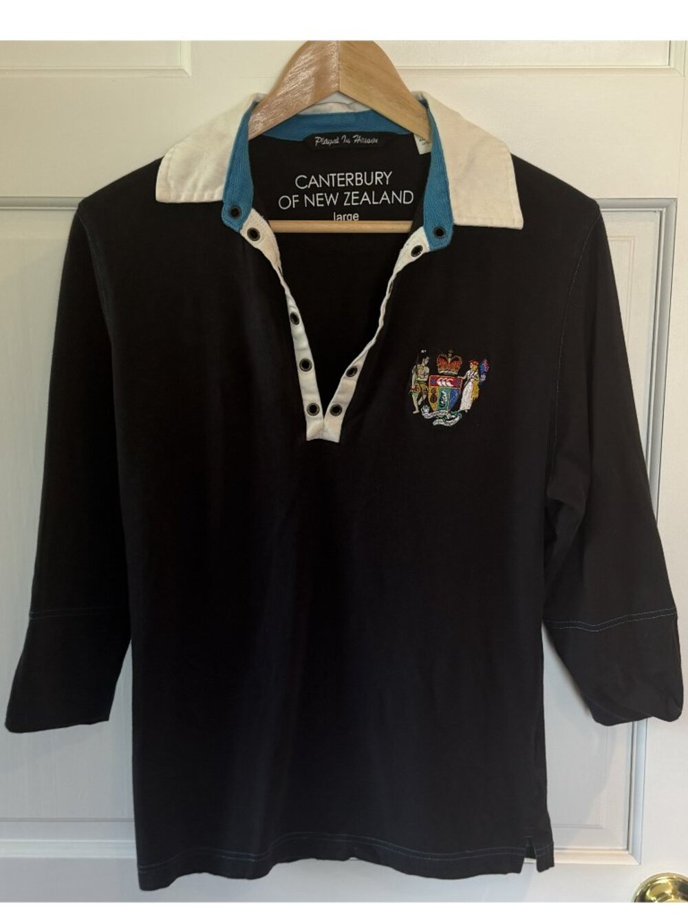 Canterbury of New Zealand "Played in Heaven" Crest Rugby Shirt Navy (Size L)